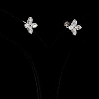 14K White Gold Four-Leaf Floral Stud Earrings with Marquise-Cut Lab Diamonds - 2.03 Carats Total Diamond Weight - Covaloro Fine Jewelry