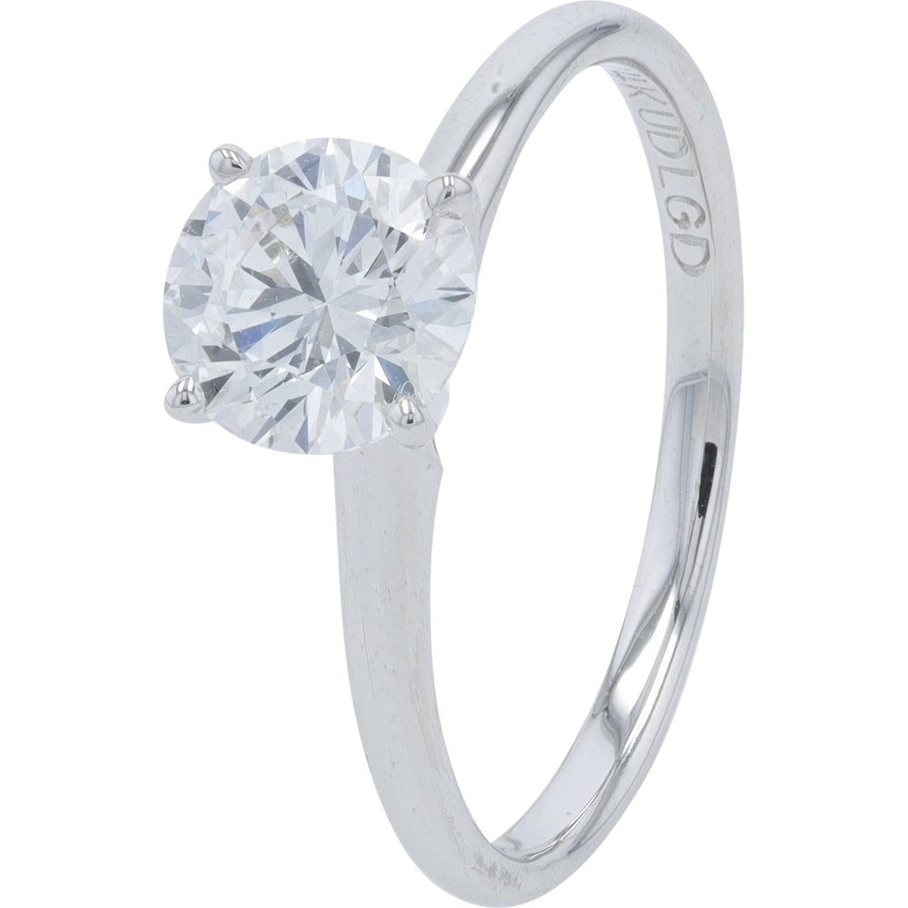 14K White Gold Four-Prong Solitaire Engagement Ring with Round Lab Grown Diamond - 1.15 Carat Total Diamond Weight