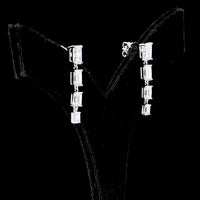 14K White Gold Four-Tier Emerald Cut Lab Diamond Hanging Earrings - 4.58 Carats Total Diamond Weight - Covaloro Fine Jewelry