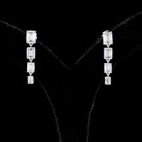 14K White Gold Four-Tier Emerald Cut Lab Diamond Hanging Earrings - 4.58 Carats Total Diamond Weight - Covaloro Fine Jewelry