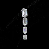 14K White Gold Four-Tier Emerald Cut Lab Diamond Hanging Earrings - 4.58 Carats Total Diamond Weight - Covaloro Fine Jewelry