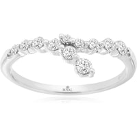 14K White Gold Free Form Bypass Diamond Ring with Round Brilliant Cut Diamonds - 0.33 Carat Total Diamond Weight - Royal Jewelry