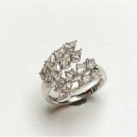 14K White Gold Free Form Cluster Fashion Ring with Pear and Round Diamonds - 2.08 Carat Total Diamond Weight by Auriventus