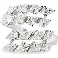 14K White Gold Free Form Cluster Fashion Ring with Pear and Round Diamonds - 2.08 Carat Total Diamond Weight by Auriventus