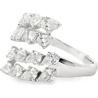 14K White Gold Free Form Cluster Fashion Ring with Pear and Round Diamonds - 2.08 Carat Total Diamond Weight by Auriventus
