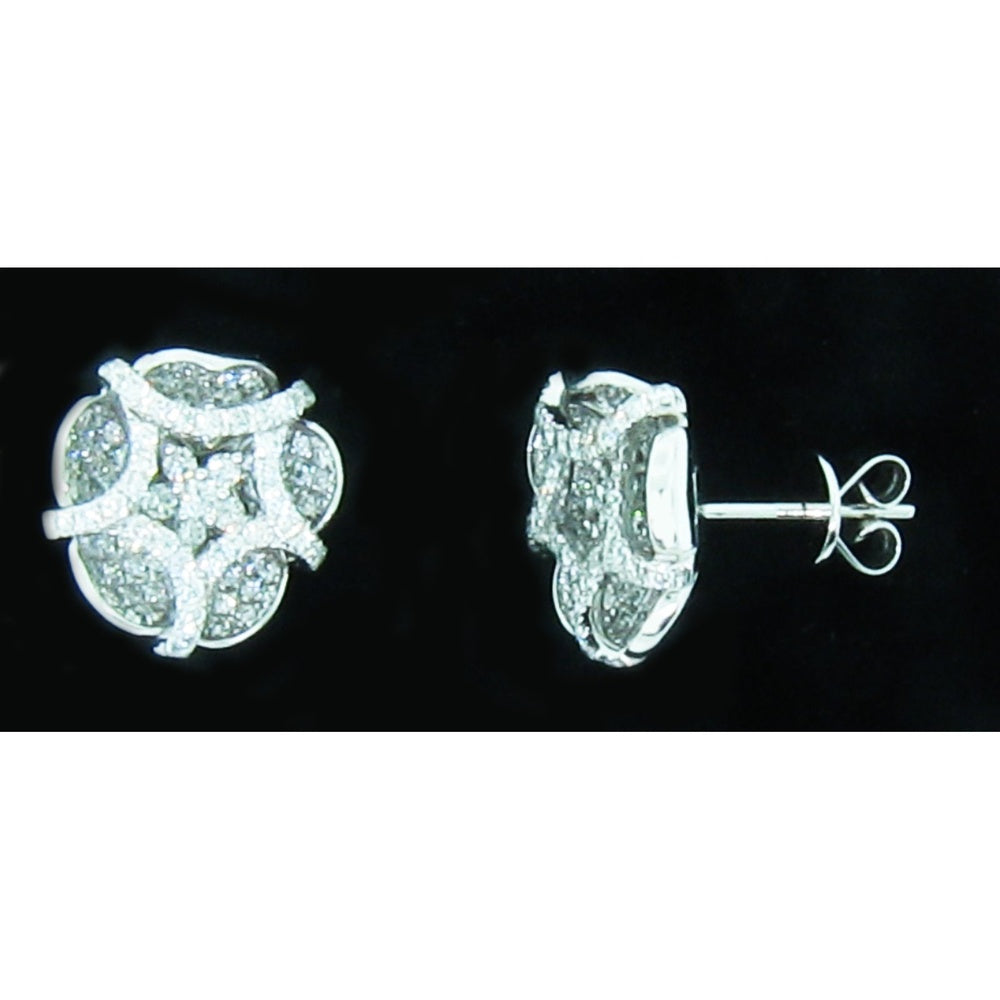 14K White Gold Free-Form Diamond Cluster Earrings - 1.21 Carat Total Diamond Weight by Auriventus