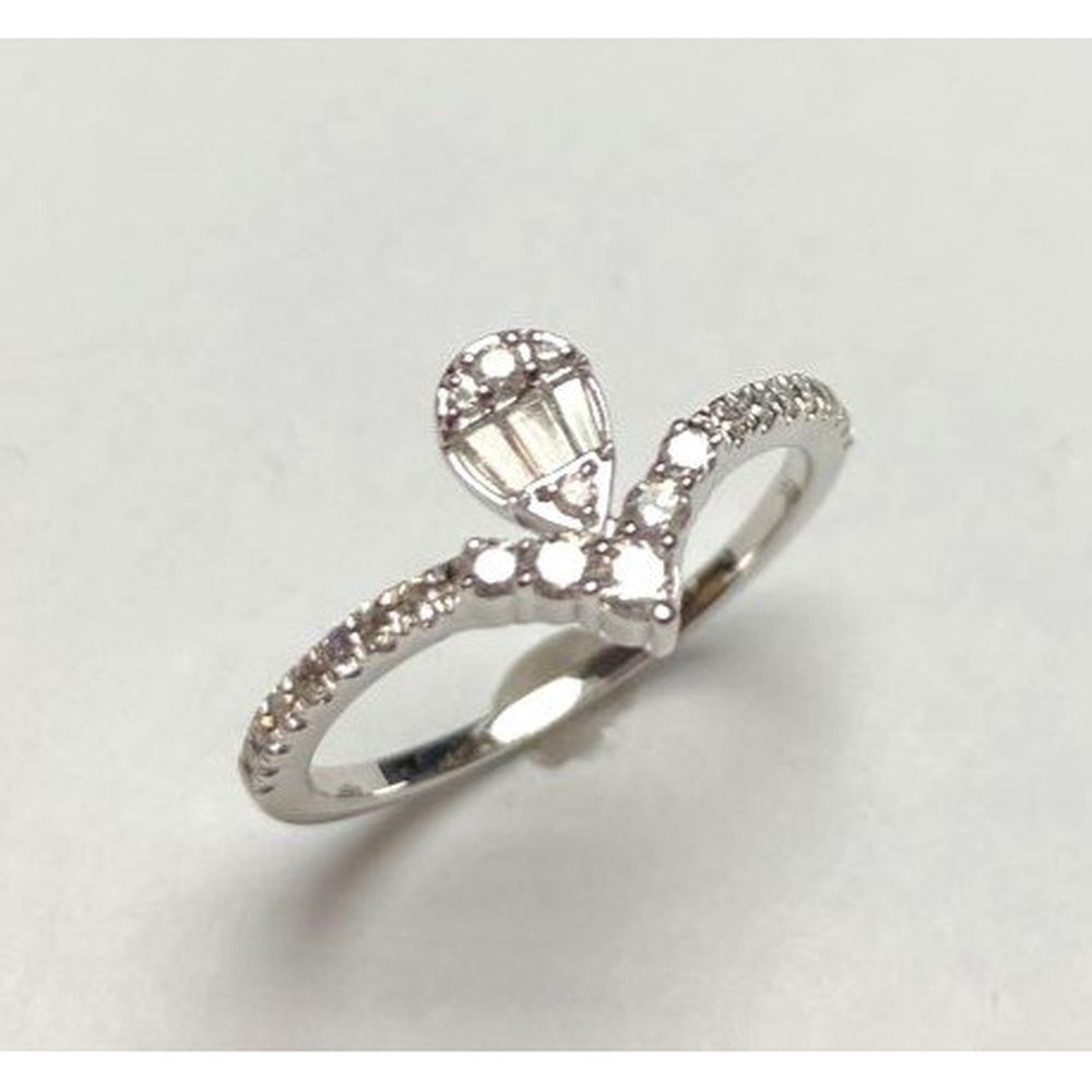 14K White Gold Free Form Fashion Ring with Pear and Baguette Diamonds - 0.38 Carat Total Diamond Weight by Auriventus