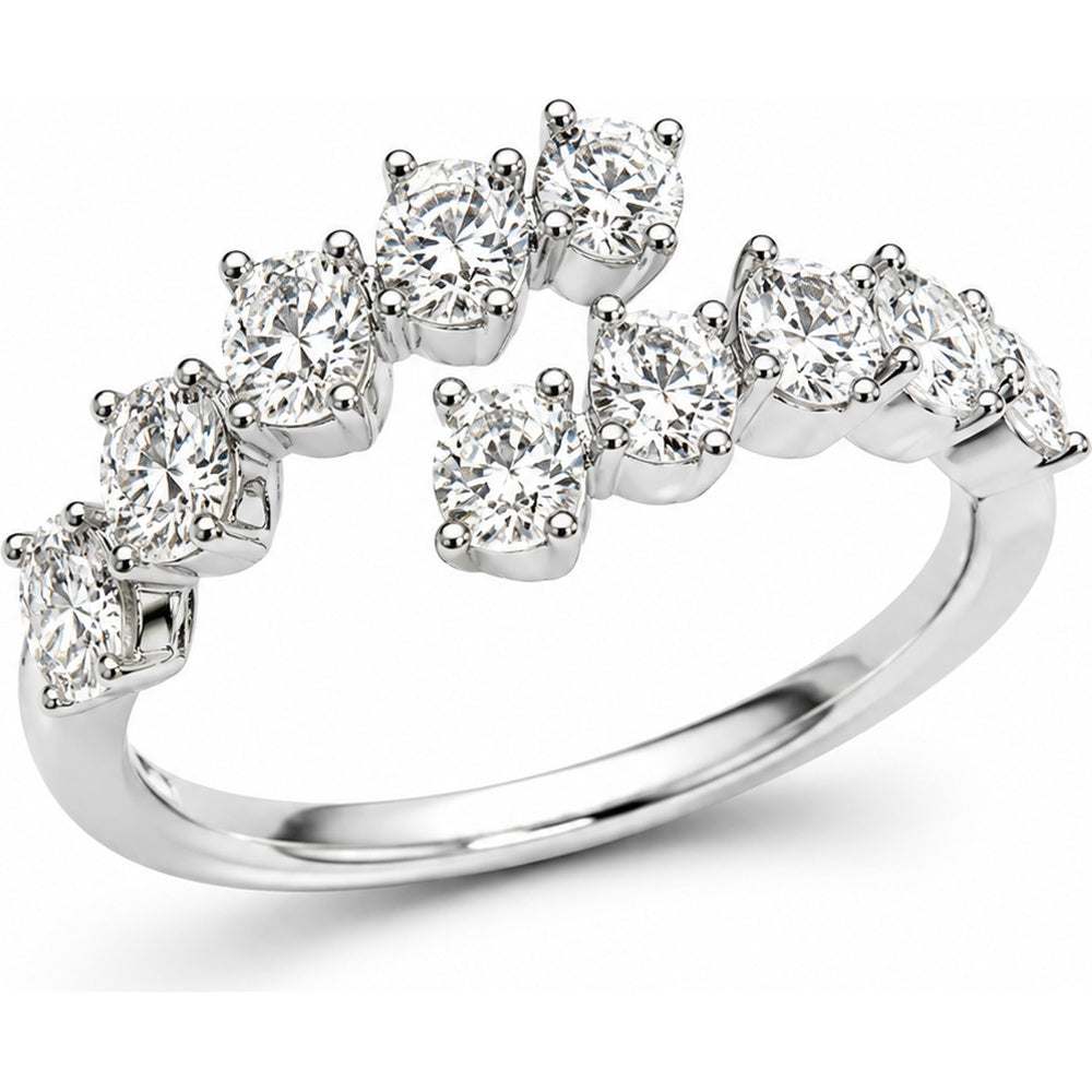 14K White Gold Free Form Fashion Ring with Prong Set Round Diamonds - 1.53 Carat Total Diamond Weight by Auriventus