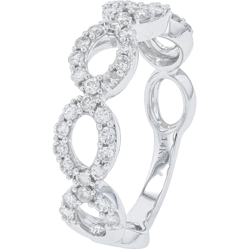 14K White Gold Free Form Open Loop Ring with Prong Set Round Diamonds - 0.50 Carat Total Diamond Weight