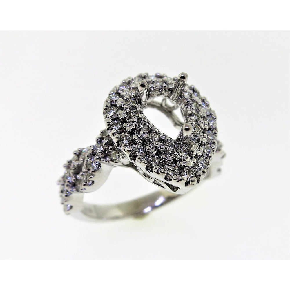 14K White Gold Free Form Semi Mount Ring with Pavé Set Round Diamonds - 1.17 Carat Total Diamond Weight by Auriventus