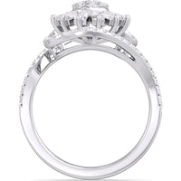 14K White Gold Free Form Swirl Ring with Round and Tapered Baguette Diamonds - 0.86 Carat Total Diamond Weight by Auriventus