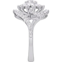14K White Gold Free Form Swirl Ring with Round and Tapered Baguette Diamonds - 0.86 Carat Total Diamond Weight by Auriventus