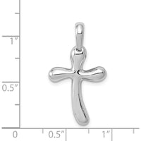 14K White Gold Freeform Cross Pendant with Rhodium Plating - 29mm Length by Oro Pregiato