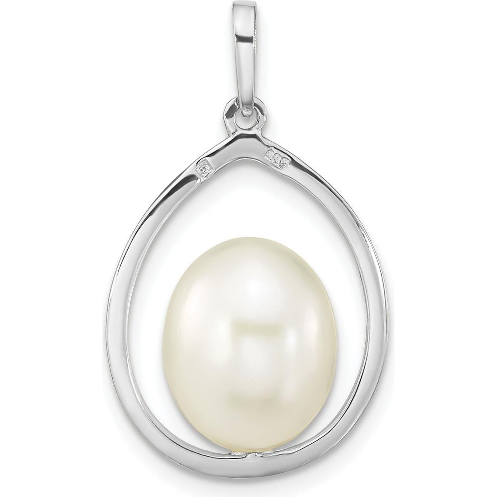 14K White Gold Freshwater Cultured Pearl 8-9mm Teardrop Pendant by Monteluci Fine Jewelry