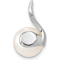 14K White Gold Freshwater Cultured Pearl and Diamond Chain Slide Pendant - 0.070 Carat Diamond Total Weight by Monteluci Fine Jewelry