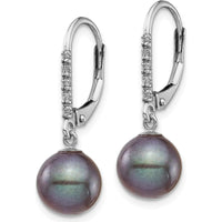 14K White Gold Freshwater Cultured Pearl and Diamond Dangle Earrings - 0.05 Carat Total Diamond Weight by Monteluci Fine Jewelry