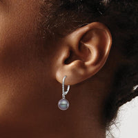 14K White Gold Freshwater Cultured Pearl and Diamond Dangle Earrings - 0.05 Carat Total Diamond Weight by Monteluci Fine Jewelry