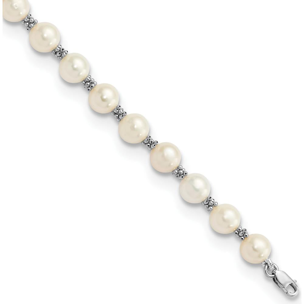 14K White Gold Freshwater Cultured Pearl Bracelet - 6-7mm Pearls by Monteluci Fine Jewelry