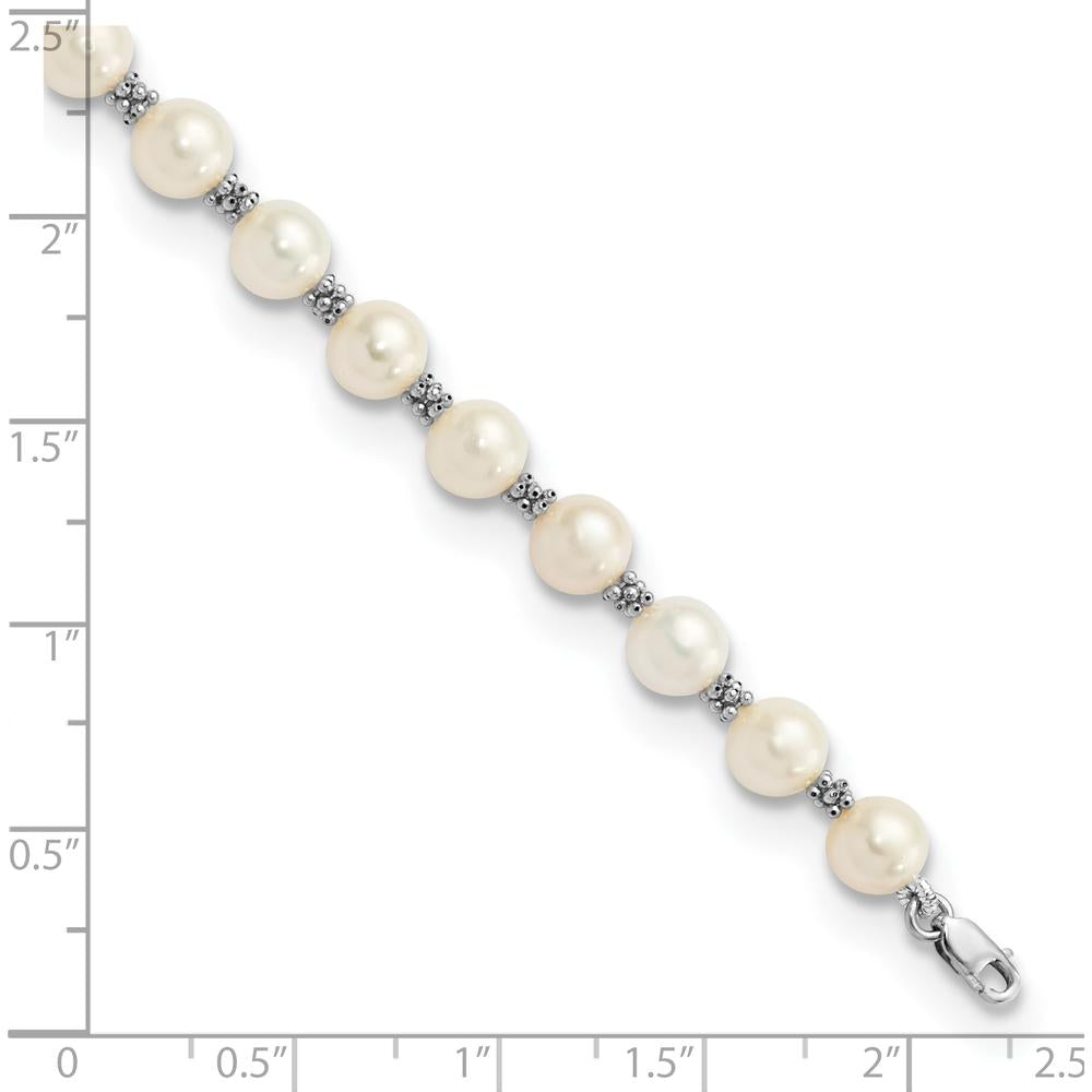 14K White Gold Freshwater Cultured Pearl Bracelet - 6-7mm Pearls by Monteluci Fine Jewelry