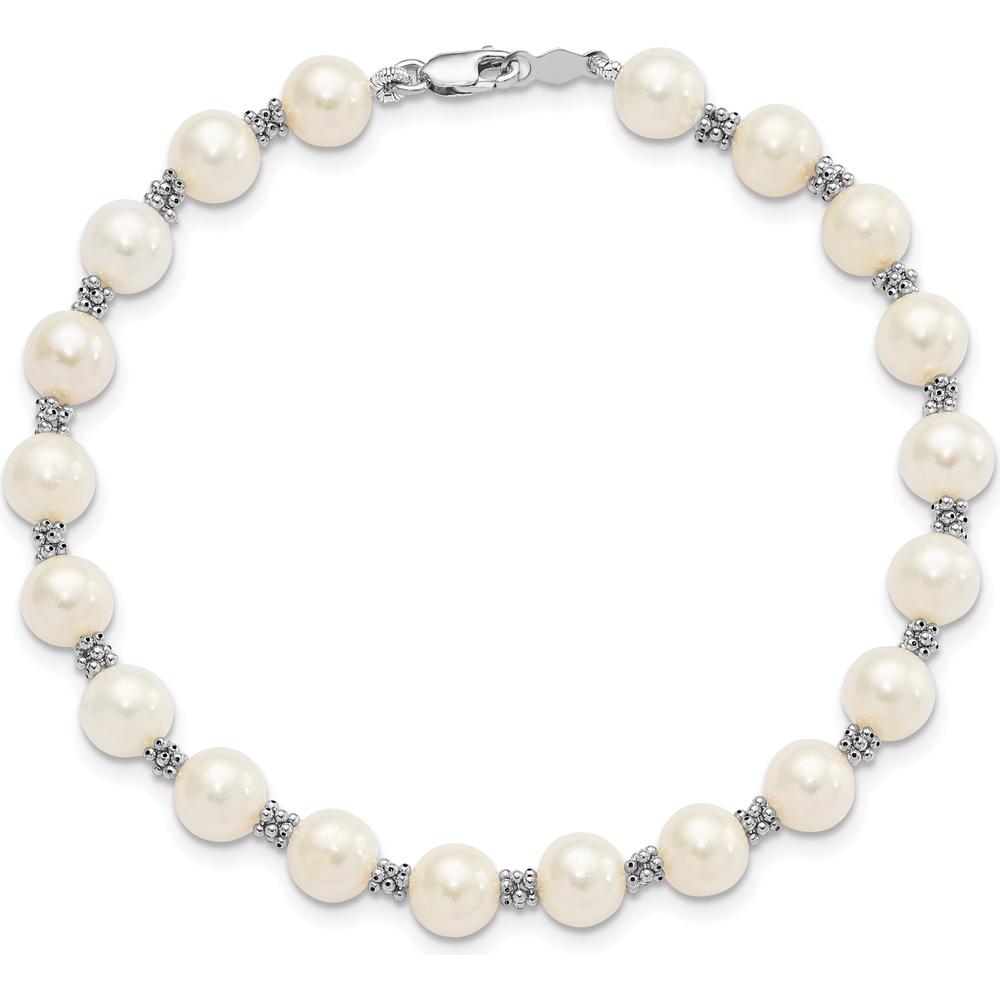 14K White Gold Freshwater Cultured Pearl Bracelet - 6-7mm Pearls by Monteluci Fine Jewelry