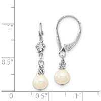 14K White Gold Freshwater Cultured Pearl Dangle Earrings - 5-6mm Pearls by Monteluci Fine Jewelry