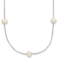 14K White Gold Freshwater Cultured Pearl Necklace with 9 White Pearls - 18" Length by Monteluci Fine Jewelry