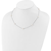 14K White Gold Freshwater Cultured Pearl Necklace with 9 White Pearls - 18" Length by Monteluci Fine Jewelry