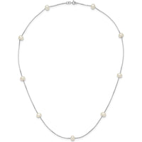 14K White Gold Freshwater Cultured Pearl Necklace with 9 White Pearls - 18" Length by Monteluci Fine Jewelry