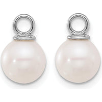 14K White Gold Freshwater Cultured Pearl Removable Dangle Hoop Earrings with Black and White Pearls - 7-8mm Total Gem Weight by Monteluci Fine Jewelry