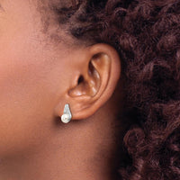 14K White Gold Freshwater Pearl and Diamond Drop Earrings - 0.02 Carat Total Diamond Weight by Monteluci Fine Jewelry