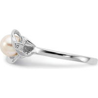 14K White Gold Freshwater Pearl and Diamond Ring with Rhodium Plating by Monteluci Fine Jewelry