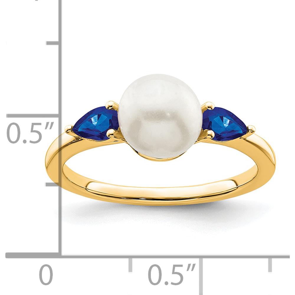 14K White Gold Freshwater Pearl and Sapphire Ring with 0.3 Carat Total Sapphire Weight by 0