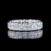14K White Gold Full Eternity Band with Half Bezel Set Asscher Cut Lab Diamonds - 4.96 Carat Total Weight, E-F Color VS Clarity, 17 Stones - Covaloro Fine Jewelry