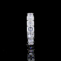 14K White Gold Full Eternity Band with Half Bezel Set Asscher Cut Lab Diamonds - 4.96 Carat Total Weight, E-F Color VS Clarity, 17 Stones - Covaloro Fine Jewelry