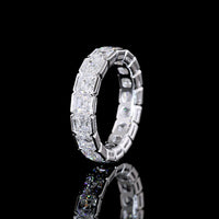14K White Gold Full Eternity Band with Half Bezel Set Asscher Cut Lab Diamonds - 4.96 Carat Total Weight, E-F Color VS Clarity, 17 Stones - Covaloro Fine Jewelry
