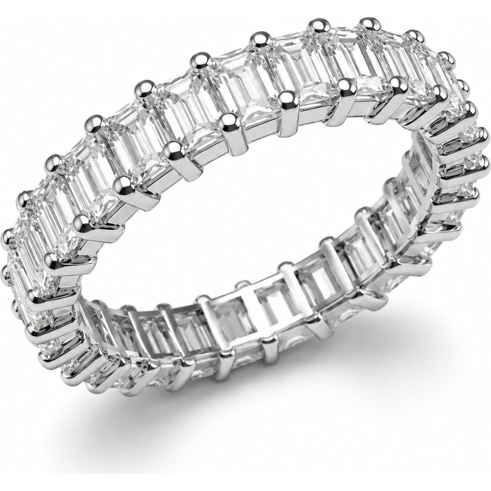 14K White Gold Full Eternity Band with Prong Set Emerald Cut Lab Grown Diamonds - 2.86 Carat Total Diamond Weight by Auriventus