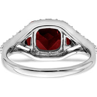 14K White Gold Garnet and Diamond 3-Stone Ring with Cushion and Trillion Cut Garnets - 2.28 Carat Total Gem Weight by 0