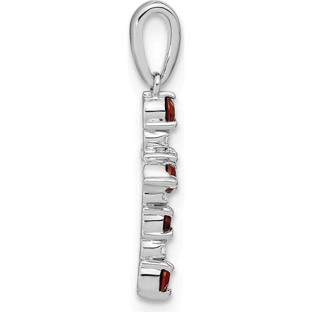 14K White Gold Garnet and Diamond Cross Pendant with 6 Round Garnets and Diamond Accents - 0.26 Carat Total Garnet Weight, 0.010 Carat Total Diamond Weight by Oro Pregiato