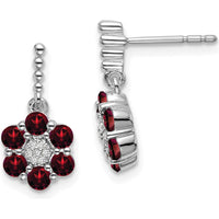 14K White Gold Garnet and Diamond Drop Earrings - 0.09 Carat Total Garnet Weight, 0.003 Carat Total Diamond Weight by Monteluci Fine Jewelry
