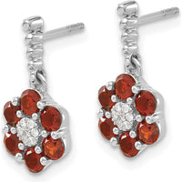 14K White Gold Garnet and Diamond Drop Earrings - 0.09 Carat Total Garnet Weight, 0.003 Carat Total Diamond Weight by Monteluci Fine Jewelry