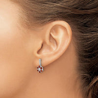 14K White Gold Garnet and Diamond Drop Earrings - 0.09 Carat Total Garnet Weight, 0.003 Carat Total Diamond Weight by Monteluci Fine Jewelry