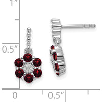 14K White Gold Garnet and Diamond Drop Earrings - 0.09 Carat Total Garnet Weight, 0.003 Carat Total Diamond Weight by Monteluci Fine Jewelry
