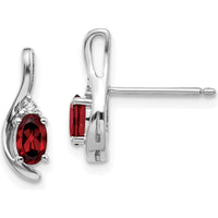 14K White Gold Garnet and Diamond Drop Earrings - 0.6 Carat Total Garnet Weight by Oro Pregiato