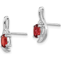 14K White Gold Garnet and Diamond Drop Earrings - 0.6 Carat Total Garnet Weight by Oro Pregiato