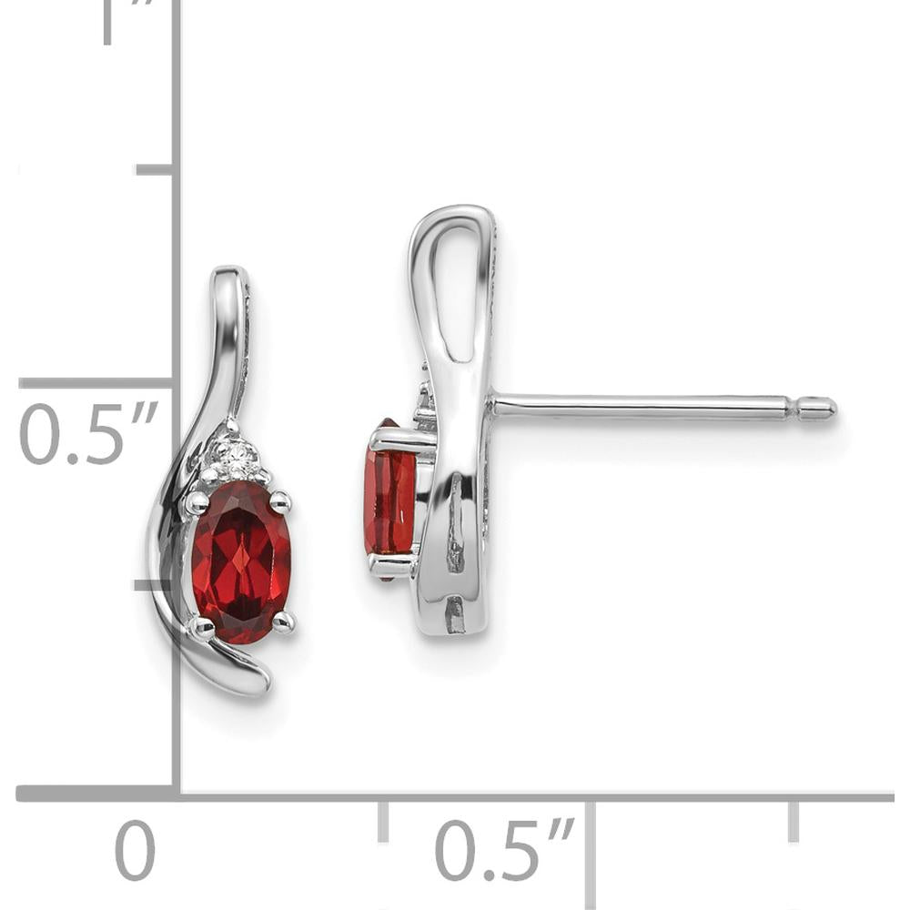 14K White Gold Garnet and Diamond Drop Earrings - 0.6 Carat Total Garnet Weight by Oro Pregiato
