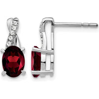 14K White Gold Garnet and Diamond Drop Earrings - 0.75 Carat Total Garnet Weight, 0.06 Carat Total Diamond Weight by Oro Pregiato