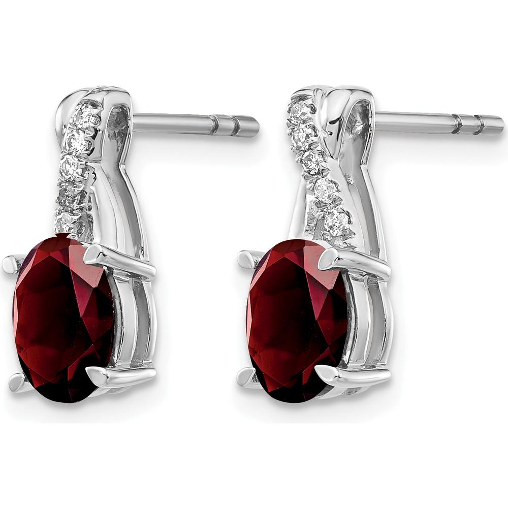 14K White Gold Garnet and Diamond Drop Earrings - 0.75 Carat Total Garnet Weight, 0.06 Carat Total Diamond Weight by Oro Pregiato