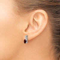 14K White Gold Garnet and Diamond Drop Earrings - 0.75 Carat Total Garnet Weight, 0.06 Carat Total Diamond Weight by Oro Pregiato