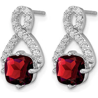 14K White Gold Garnet and Diamond Drop Earrings - 1.25 Carat Total Garnet Weight by Monteluci Fine Jewelry