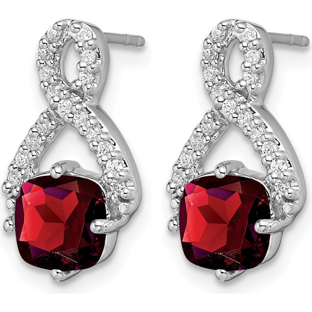 14K White Gold Garnet and Diamond Drop Earrings - 1.25 Carat Total Garnet Weight by Monteluci Fine Jewelry